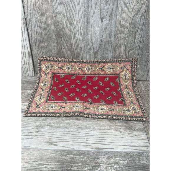 Vintage Vera Bradley Red Paisley Quilted Placemat set of 2 - Picture 3 of 8